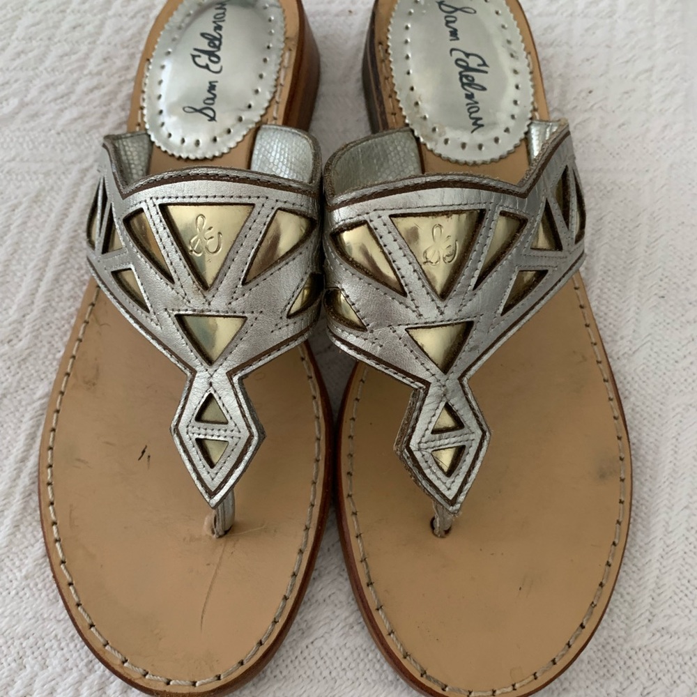 Sam Edelman silver & gold dressy sandals
